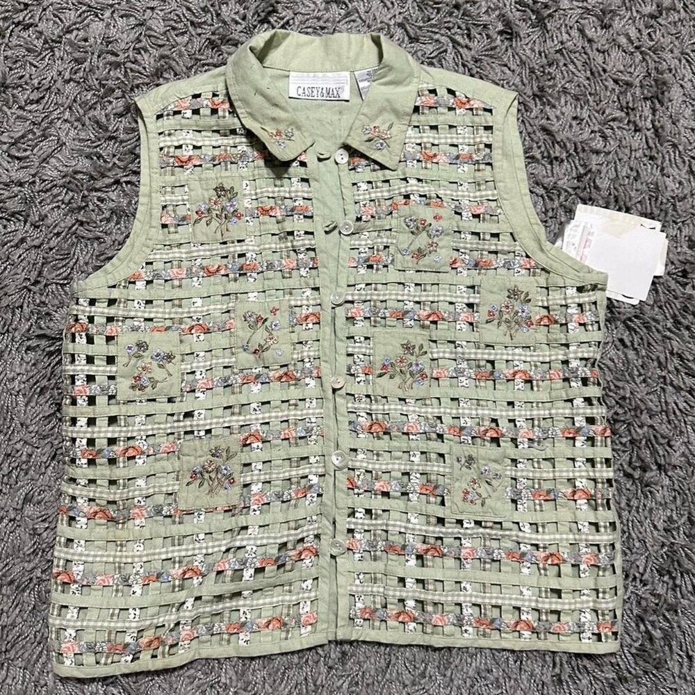 2000s Boho Cottage Core Floral Vest Size M